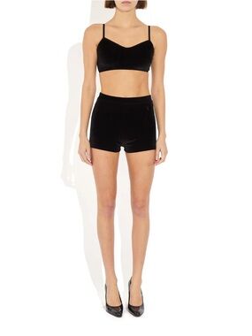THE PARK Fashion Black Toby Velvet 
 Shorts + Chloe Bralette Designer